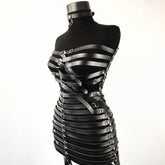 Seductive Black Bondage Harness Corset Dress